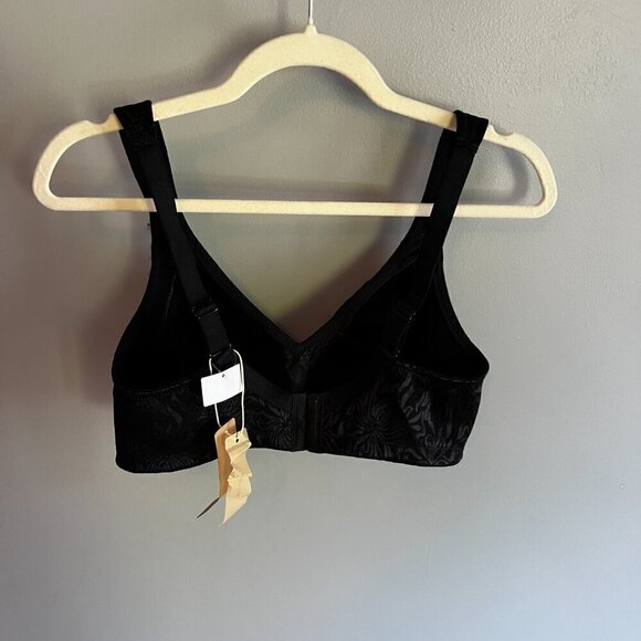 Wingslove 38D black bra No padding wirefree full coverage lace wide straps NWT - Picture 5 of 9
